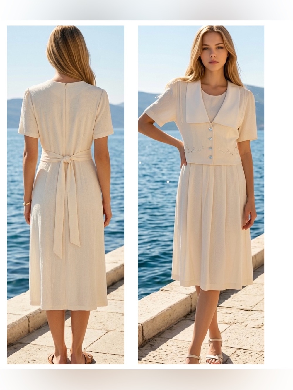 JBS LTD Women’s Sz 12P Vintage 90’s Short-Sleeve Midi Dress Buttoned Bodice